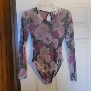 Sheer floral bodysuit